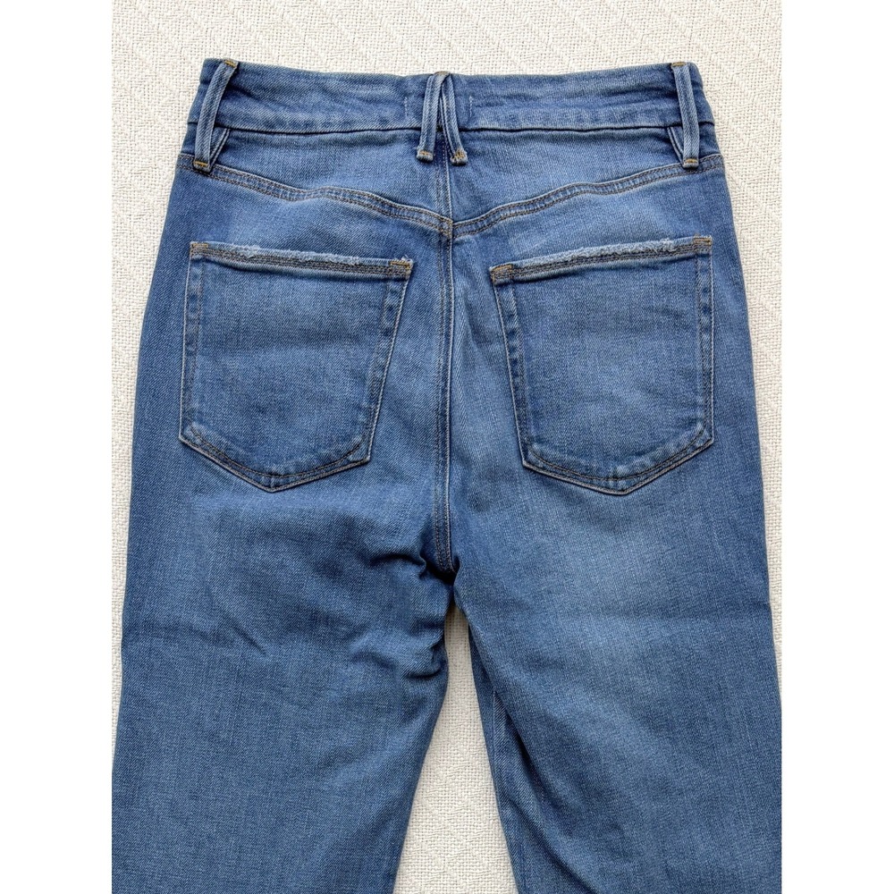 Good American Good Curve Straight Jeans Indigo338 High Rise Distressed 4 / 27 - Picture 9 of 11